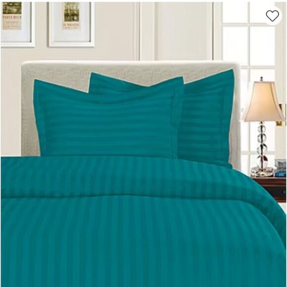 Elegant Comfort Luxurious Wrinkle Resistant Damask Stripe Duvet  Set. Turquoise - Picture 2 of 4